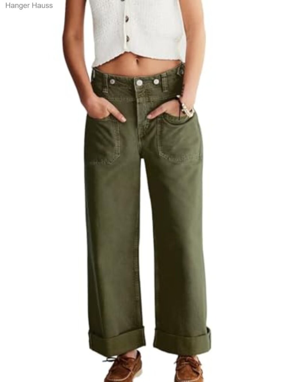 High Waisted Straight Leg Baggy Boyfriend Jeans Cargo Pants